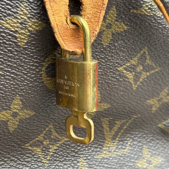 w/ Lock & Key Louis Vuitton Monogram Speedy 35 Bag Vintage Preowned Duffel - Picture 6 of 13